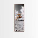 Lifeguard Tower Beach, Summer Vibes, Ocean Escape, Coastal Charm, Framed Canvas Print Bathroom Wall Art, Bold Minimalist Seaside Art