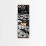 Orange Water Lily, Peaceful Pond Scene, Nature Reflection, Elegant Bloom, Framed Canvas Print Zen Bathroom Wall Art, Botanical Decor