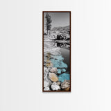 Hot Spring, Thermal Pool, Natural Stone, Tranquil Landscape, Framed Canvas Print, spa bathroom art, zen decor, calming nature print
