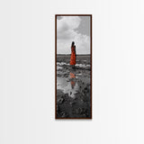Solitary Woman, Polka Dot Dress, Reflected Mood, Framed Canvas Print, Surreal Fine Art, Bedroom Wall Art, Contemporary Minimalist Style