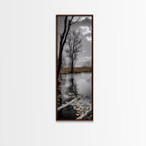Swamp Trees, Moody Waters, Golden Lilies, Reflective Pond, Framed Canvas Print, Autumn Wall Art, Nature Decor, Living Room Landscape