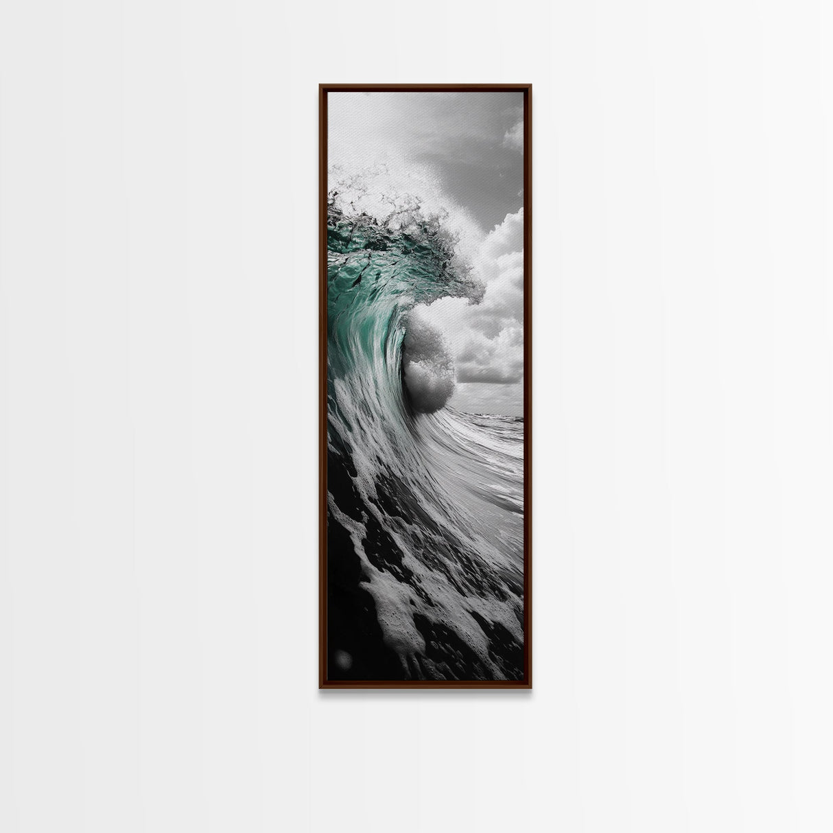 Teal Wave, Ocean Power, Surf Break, Coastal Energy, Canvas Print, Bathroom Wall Art, Modern Ocean Photography, Minimalist Sea Decor