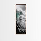 Teal Wave, Ocean Power, Surf Break, Coastal Energy, Canvas Print, Bathroom Wall Art, Modern Ocean Photography, Minimalist Sea Decor