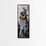 Tree Hollow, Forest Texture, Nature Decay, Golden Bark, Framed Canvas Print, Rustic Wall Art, Cabin Living Room Art, Woodland Decor