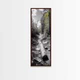 Forest Path, Autumn Leaves, Nature Trail, Framed Canvas Print, Black and White Wall Art, Cabin Decor, Rustic Hallway Accent