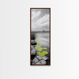Lily Pads, Serene Pond, Nature Reflection, Framed Canvas Print, Minimalist Landscape Art, Bathroom Wall Art, Tranquil Modern Decor