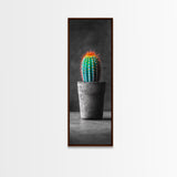 Neon Cactus, Desert Plant, Bold Botanical, Modern Boho Decor, Framed Canvas Print, Bedroom Wall Art, Color Pop Style