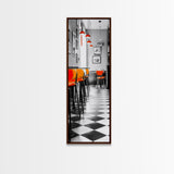Retro Bar Scene, Modern Kitchen Art, Red Accent Decor, Canvas Print, Bold Urban Photography, Diner Wall Art, Midcentury Kitchen Wall Art