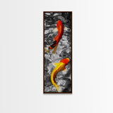 Koi Fish Art, Zen Water Decor, Tranquil Living Room Accent, Japanese Minimalist Style, Framed Canvas Print, Peaceful Bathroom Wall Art