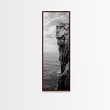 Ocean Cliff Edge, Rugged Coastline Art, Black White Landscape Print, Framed Canvas Print, Modern Seaside Office Wall Decor, Moody Landscape