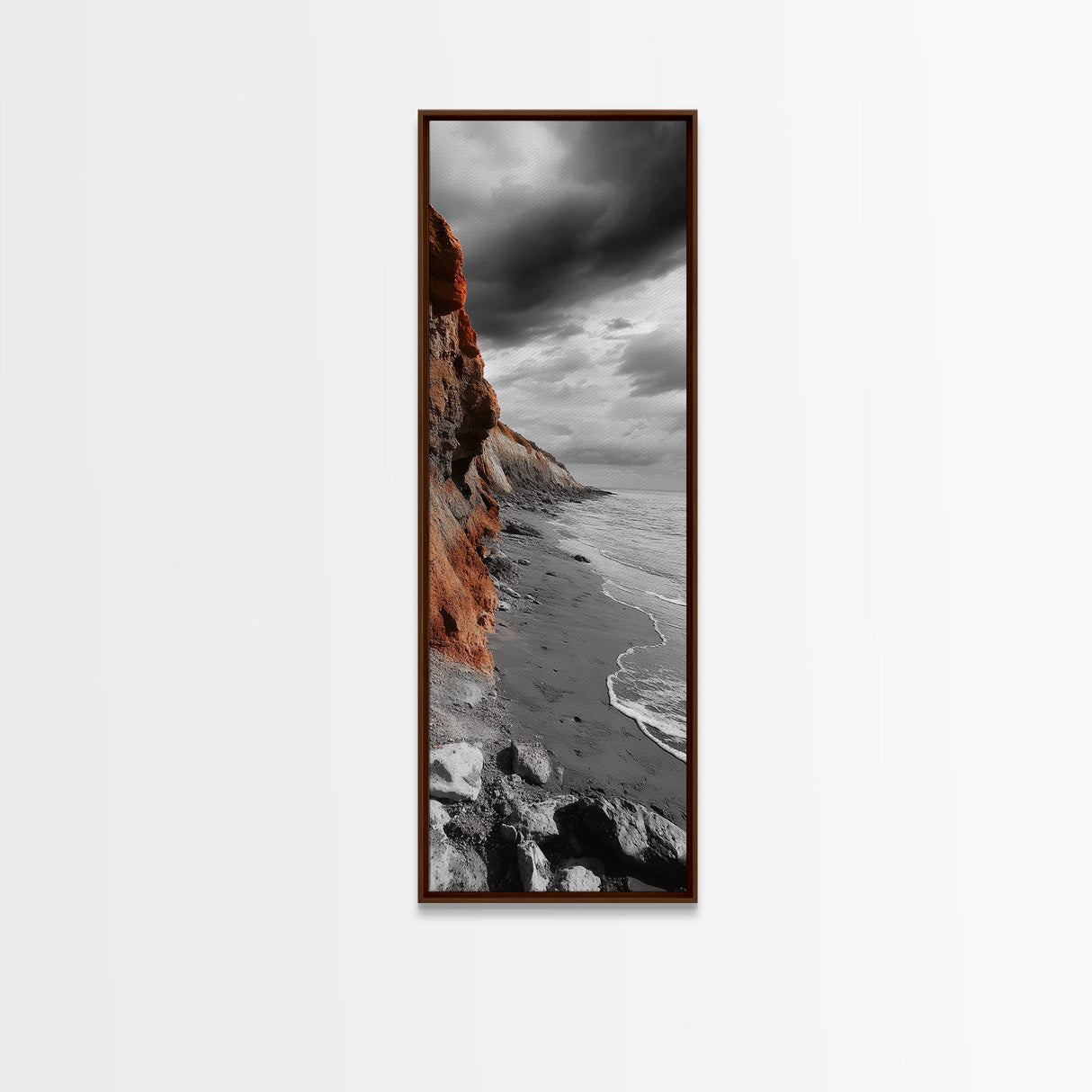 Coastal Cliffs, Orange Rocks, Seaside Drama, Fall Coastal Wall Art, Canvas Print, Earth Tone Decor, Hallway or Entryway Statement Piece