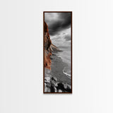 Coastal Cliffs, Orange Rocks, Seaside Drama, Fall Coastal Wall Art, Canvas Print, Earth Tone Decor, Hallway or Entryway Statement Piece