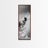 Surfer Wave, Extreme Sports, Ocean Power, Surf Culture, Dynamic Motion Shot, Framed Canvas Print, Coastal Teen Bedroom Wall Art