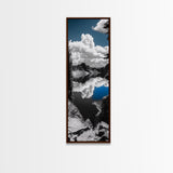 Reflected Clouds, Blue Sky, Mountain Lake, Wilderness Escape, Scenic Nature Art, Framed Canvas Print, Tranquil Office Wall Decor