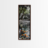 Koi Pond, Peaceful Water, Zen Garden Vibes, Orange Fish, Reflective Nature, Framed Canvas Print, Serene Bedroom Wall Art, Living Room Art