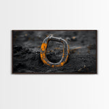 Industrial Ring, Weathered Metal, Grunge Aesthetic, Earth Tones – Canvas Print, Masculine Wall Art, Garage Decor, Minimalist Rustic Design