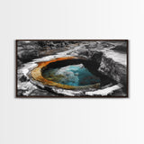 Geothermal Pool, Natural Wonders Photography, Yellowstone Landscape Decor, Earth Tones Wall Art, Framed Canvas Print, Bathroom Art