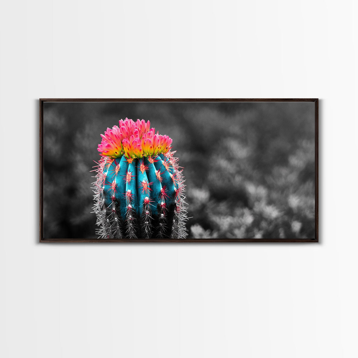 Neon Bloom Cactus, Rainbow Succulent, Desert Art, Canvas Print, Colorful Botanical Wall Art, Modern Living Room Decor, Bold Nature
