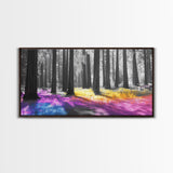 Rainbow Forest, Enchanted Woods, Dreamscape Landscape, Fantasy Nature, Framed Canvas Print whimsical nursery art, boho bedroom wall art