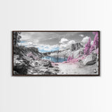 Surreal Landscape, Pink Trees, Mountain Lake, Framed Canvas Print, Fantasy Nature Art, Dreamy Decor, Bedroom Wall Art, Nature Surrealism