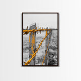 Yellow Fence Wire, Rustic Barbed Wire, Country Fence, Framed Canvas Print, Farmhouse Wall Art, Minimalist Rustic Home Decor