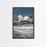 Coastal House, Tropical Beach, Summer Vacation, Color Pop, Framed Canvas Print, Beach House Art, Nautical Decor, Living Room Wall Art