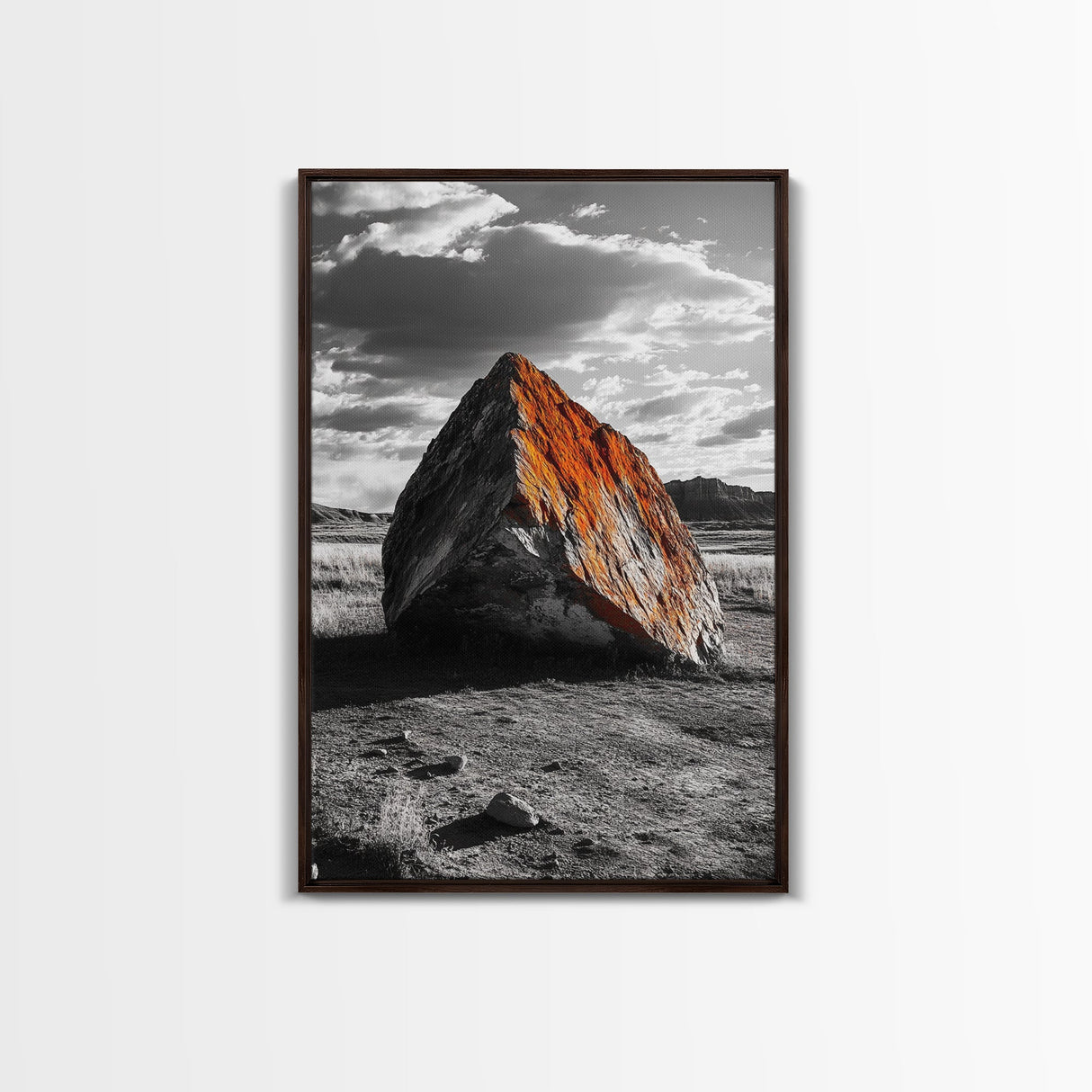 Red Rock, Sunset Boulders, Wild West Plains, Canvas Print, Desert Landscape Art, Living Room Wall Decor, Nature Photography