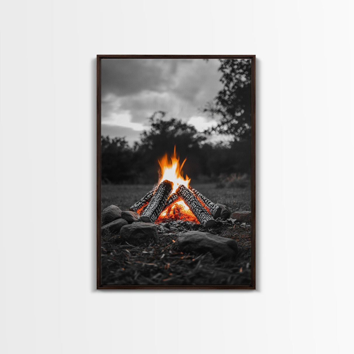 Firewood Blaze, Autumn Campfire, Outdoor Canvas Print, Cozy Cabin Wall Art, Rustic Nature Decor, Adventure Wall Accent
