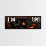 Fireplace Moment, Cozy Cabin Mood, Fall Comfort Scene, Framed Canvas Print, Hygge Wall Art, Masculine Decor, Warm Living Room Style