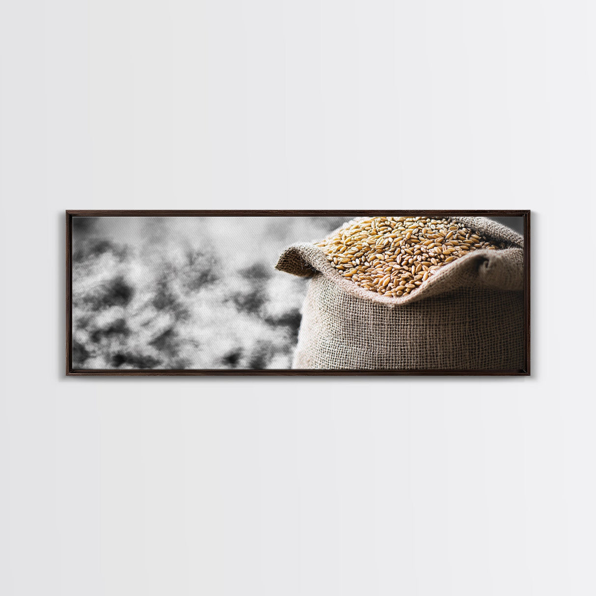 Sack of Grain, Rustic Harvest Scene, Farmhouse Kitchen Art, Framed Canvas Print, Country Style, Kitchen Wall Art, Rustic Decor