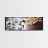 Sack of Grain, Rustic Harvest Scene, Farmhouse Kitchen Art, Framed Canvas Print, Country Style, Kitchen Wall Art, Rustic Decor