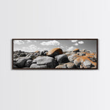 Granite Boulder Field, Orange Lichen Rocks, Desert Rockscape, Canvas Print, Natural Earth Decor, Living Room Wall Art
