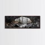 Forest Cave, Woodland Stream, Natural Light, Hidden Path, Framed Canvas Print, Cabin Wall Art, Rustic Decor, Adventure Photography