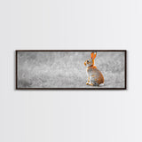 Orange Rabbit, Grass Field, Whimsical Nature, Framed Canvas Print, kids room wall art, nursery animal print, neutral nursery, woodland boho