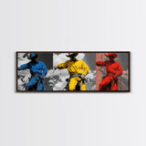 Cowboy Pop Art, Red Yellow Blue Trio, Western Rodeo Style, Framed Canvas Print, Bold Color Wall Art, Man Cave Decor, Modern Western Art