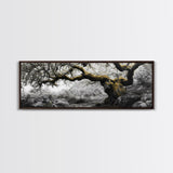 Twisted Oak, Mossy Branches, Forest Giant, Canvas Print, enchanted woodland art, fantasy living room decor, fairytale vibe