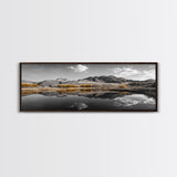 Yellow Trees, Mirror Lake, Majestic Mountains, Canvas Print, Fall Wall Art, Nature Photography, Peaceful Landscape Decor