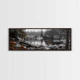 Waterfall Serenity, Autumn Forest Print, Tranquil Landscape, Framed Canvas Print, Nature Lover Gift, Cozy Living Room or Office Decor