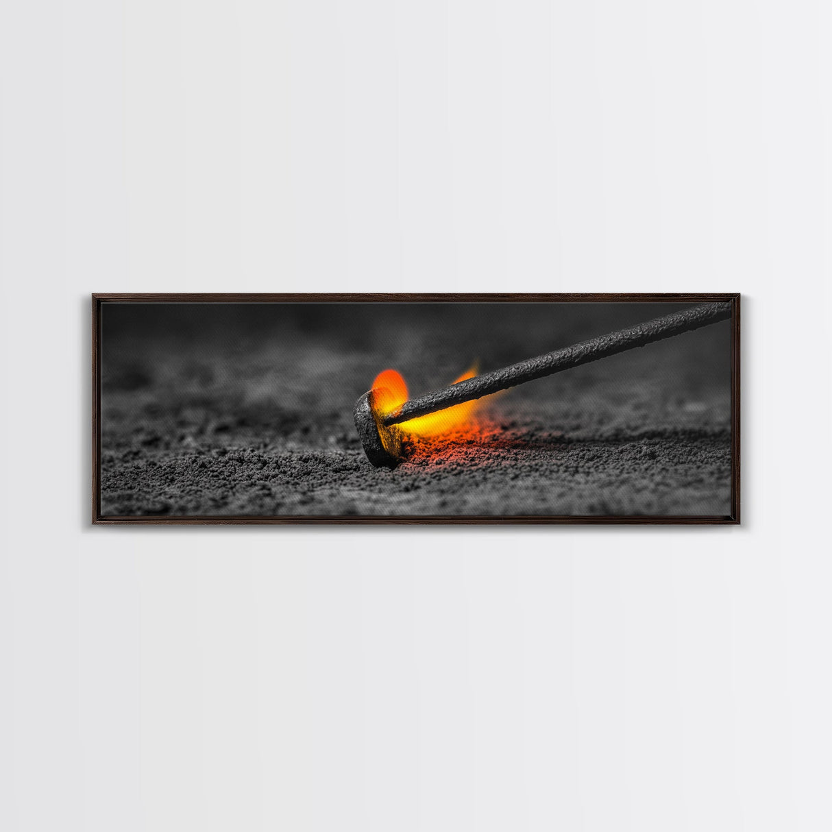Branding Iron Fire, Industrial Glow Art, Rustic Ranch Scene, Cowboy Western Print, Canvas Print, Man Cave Wall Art, Farmhouse Decor