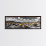 Desert Cactus, Southwestern Vibes, Golden Landscape, Boho Earth Tones, Framed Canvas Print, Entryway Wall Art, Desert Home Decor