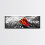 Neon Mountain Peak, Abstract Vibrant Alps, Bold Wilderness Colors, Framed Canvas Print, Modern Wall Art, Adventure Home Decor