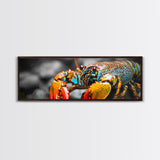 Closeup Lobster Claws, Colorful Sea Creature Art, Bold Detail Nature Print, Framed Canvas Print, Kitchen Wall Art, Tropical Coastal Decor