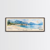 Bečići Beach, Montenegro Watercolor Print, Vacation Gift, Montenegro Wall Art, Beach Painting, Beach Decor, Large Wall Art, Wood Frame Art
