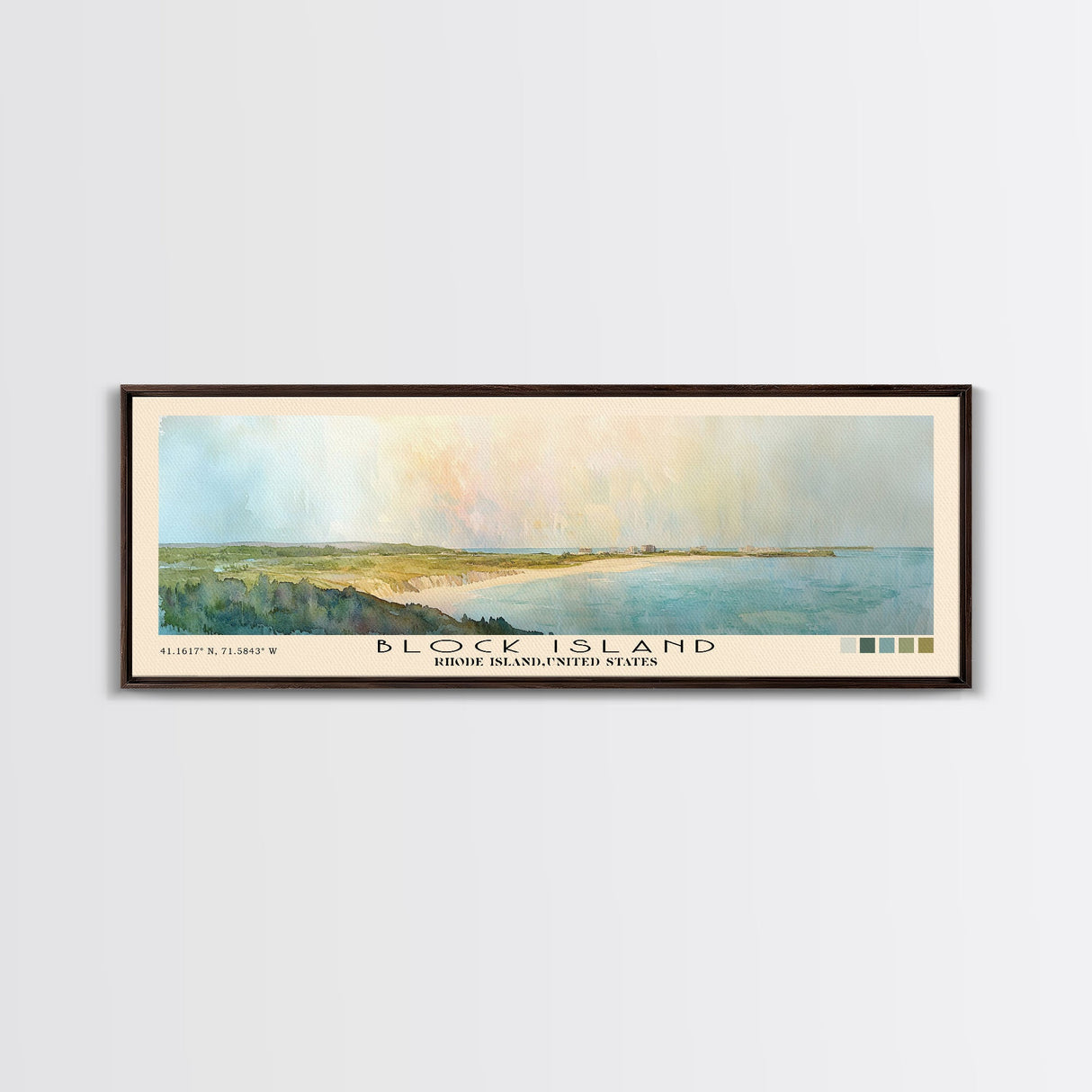 Block Island, Rhode Island,United States Watercolor Print, Vacation Gift, Rhode Island,United States Wall Art, Beach Painting, Beach Decor, Large Wall Art, Wood Frame Art