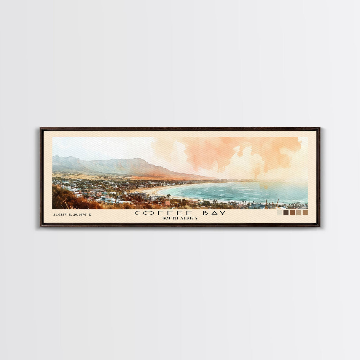 Coffee Bay, South Africa Watercolor Print, Vacation Gift, South Africa Wall Art, Beach Painting, Beach Decor, Large Wall Art, Wood Frame Art