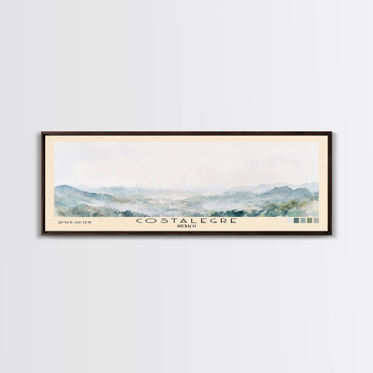 Costalegre, Mexico Watercolor Print, Vacation Gift, Mexico Wall Art, Beach Painting, Beach Decor, Large Wall Art, Wood Frame Art