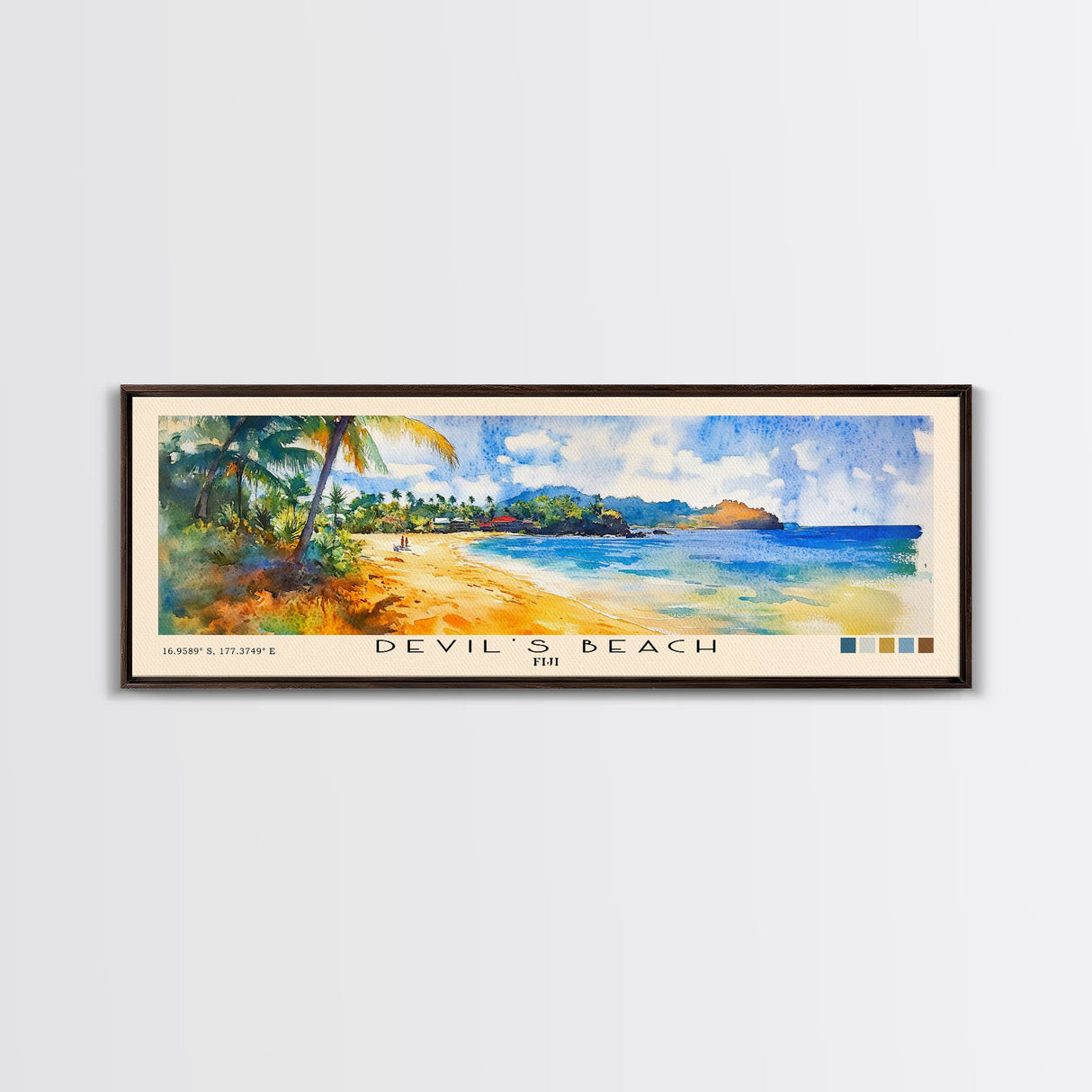 Devil’s Beach, Fiji Watercolor Beach Print, Vacation Gift, Fiji Wall Art, Beach Painting, Beach Decor, Beach Painting