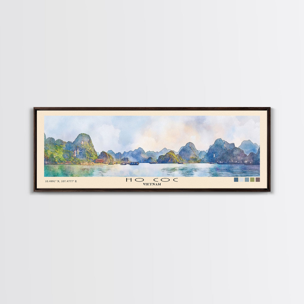 Ho Coc, Vietnam Watercolor Print, Vacation Gift, Vietnam Wall Art, Beach Painting, Beach Decor, Large Wall Art, Wood Frame Art
