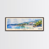 Hvar Beach Club, Croatia Watercolor Print, Vacation Gift, Croatia Wall Art, Beach Painting, Beach Decor, Large Wall Art, Wood Frame Art