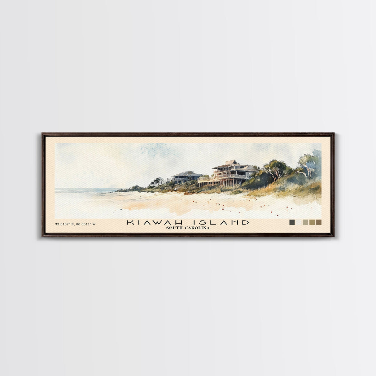 Kiawah Island, South Carolina Watercolor Print, Vacation Gift, South Carolina Wall Art, Beach Painting, Beach Decor, Large Wall Art, Wood Frame Art